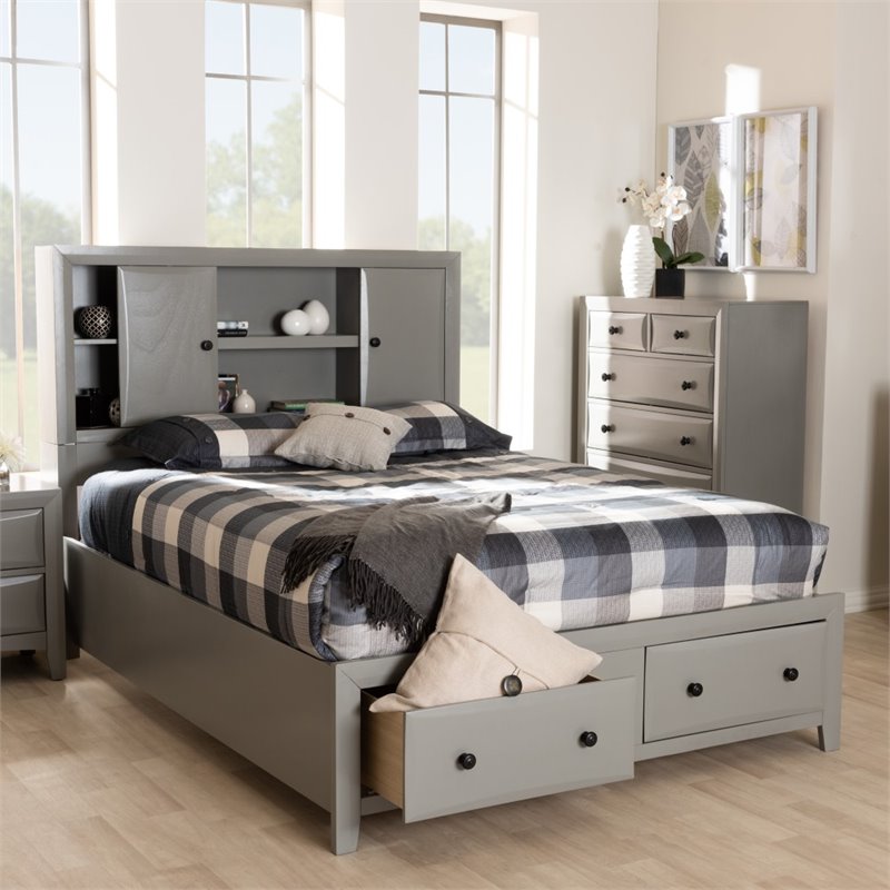 Baxton Studio Rosana 6 Piece Queen Storage Bedroom Set in Grey | Cymax ...