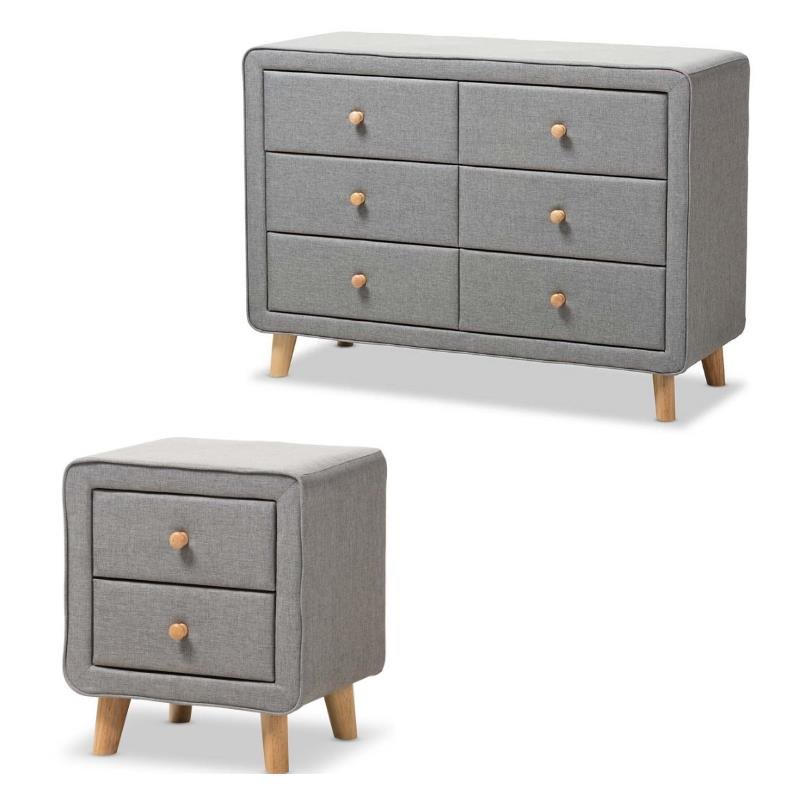 Prepac Sonoma 2 Piece Modern Double Dresser And Nightstand Set In