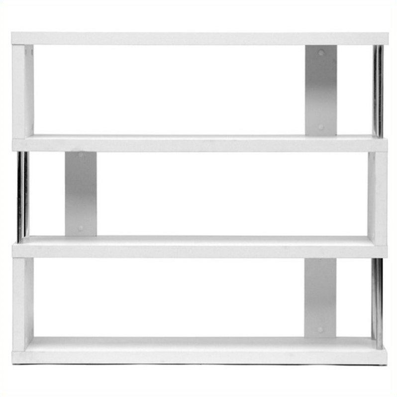 2 Piece Modern Tall and Short Bookcase Set in White