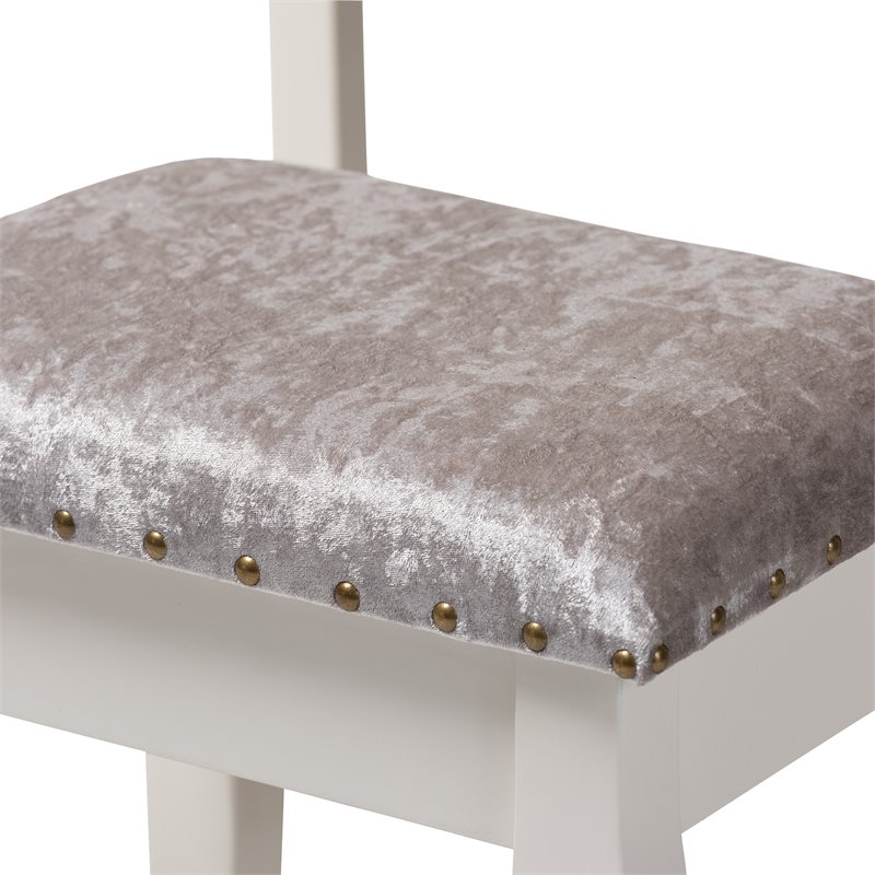 Baxton Studio Veronique White Finished Wood 2-Piece Vanity Table