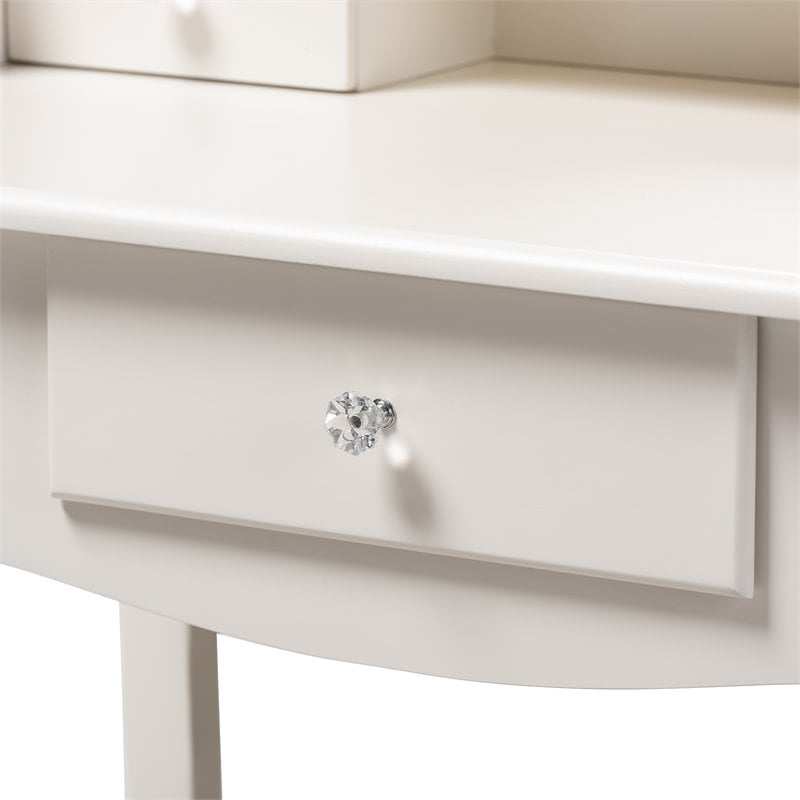 Baxton Studio Veronique White Finished Wood 2-Piece Vanity Table