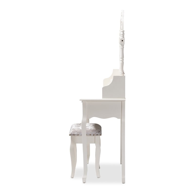 Baxton Studio Veronique White Finished Wood 2-Piece Vanity Table