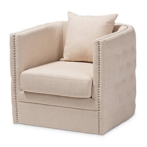 baxton studio micah beige fabric upholstered tufted swivel chair