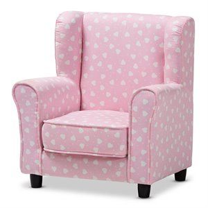 baxton studio selina pink and white upholstered kids armchair