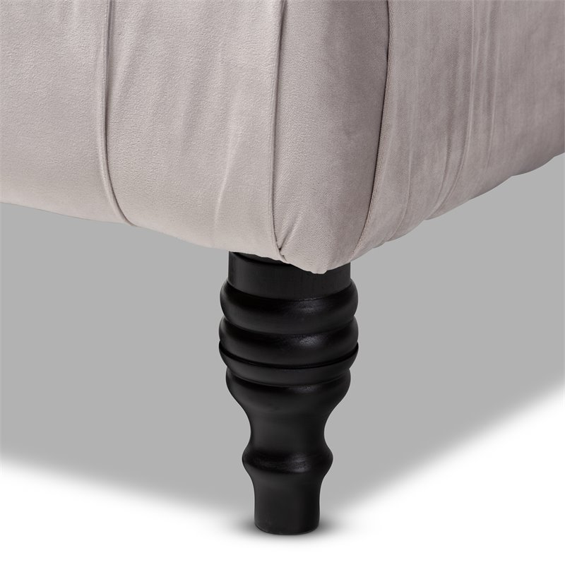 Baxton Studio Keswick Grey Velvet Upholstered Button Tufted Ottoman