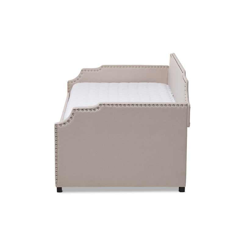 Baxton Studio Ally Beige Upholstered Twin Size Daybed with Trundle Bed