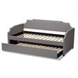 Baxton Studio Grey Upholstered Twin Size Sofa Daybed with Trundle Bed