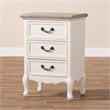 Baxton Studio Capucine Two Tone Oak and White Wood 3-Drawer End Table