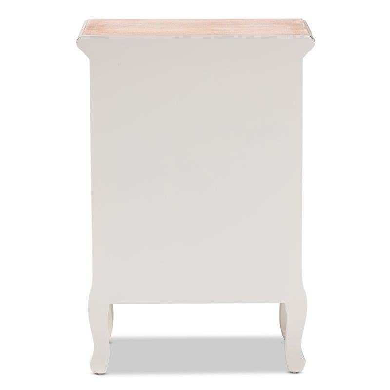 Baxton Studio Capucine Two Tone Oak and White Wood 3-Drawer End Table