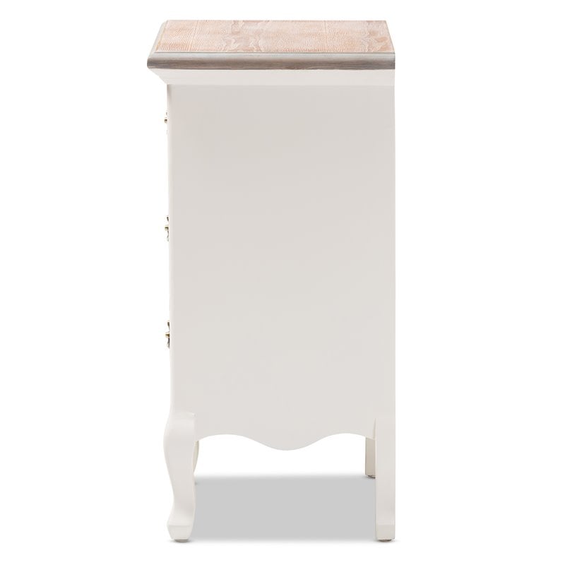 Baxton Studio Capucine Two Tone Oak and White Wood 3-Drawer End Table