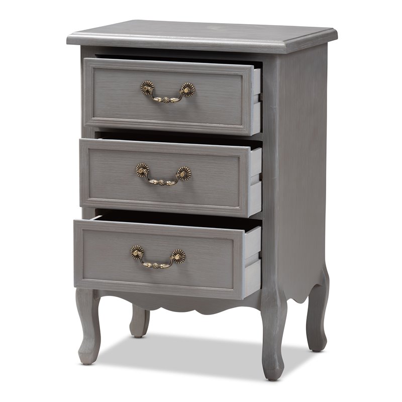 Baxton Studio Capucine Grey Finished Wood 3-Drawer End Table