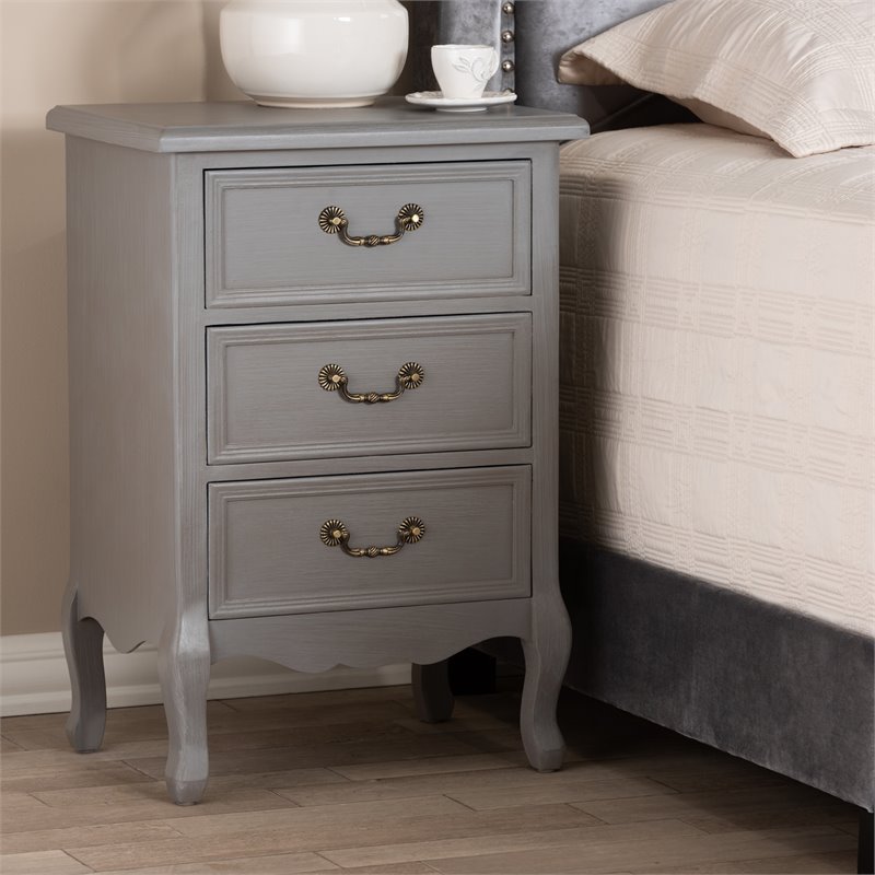 Baxton Studio Capucine Grey Finished Wood 3-Drawer End Table