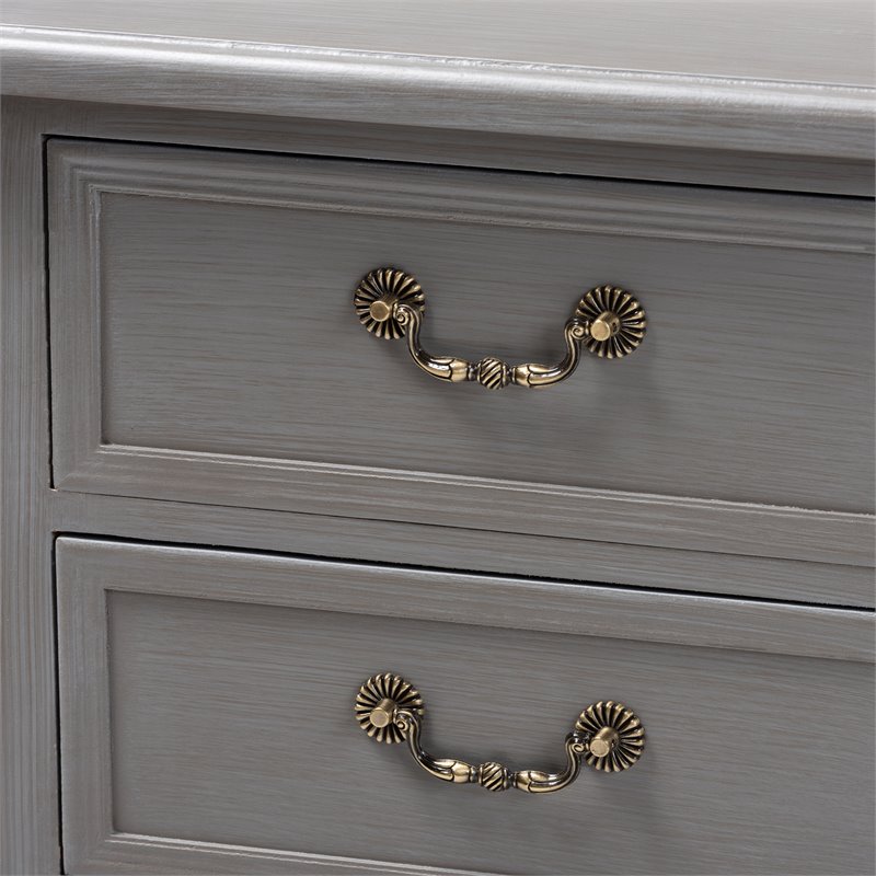 Baxton Studio Capucine Grey Finished Wood 3-Drawer End Table