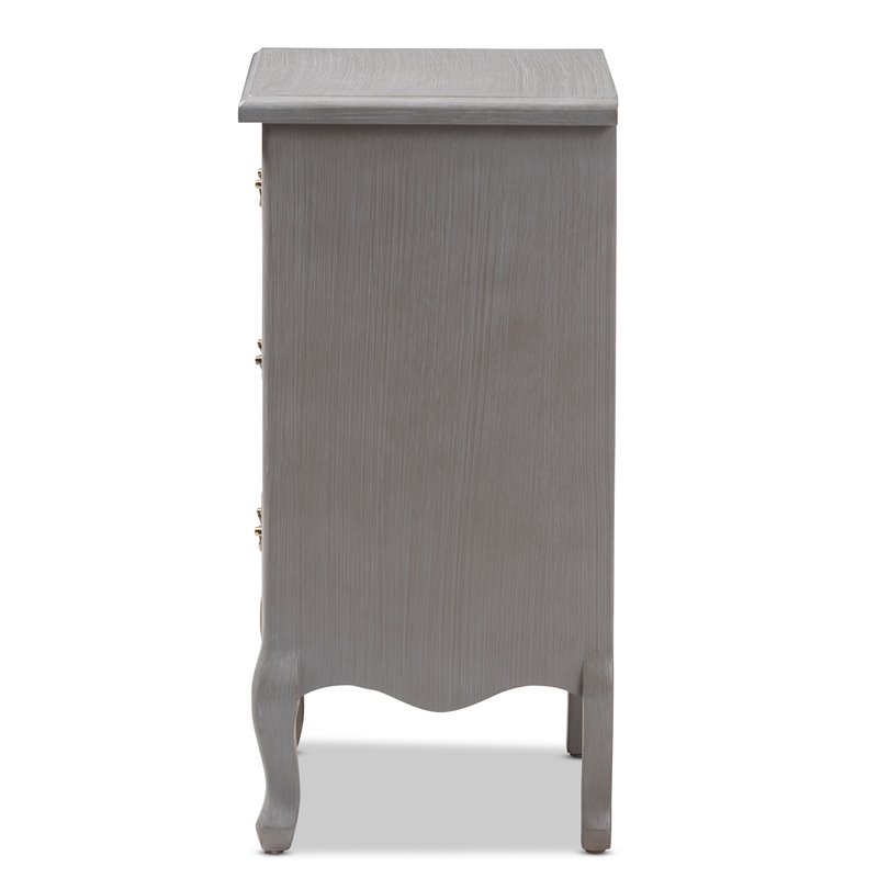 Baxton Studio Capucine Grey Finished Wood 3-Drawer End Table
