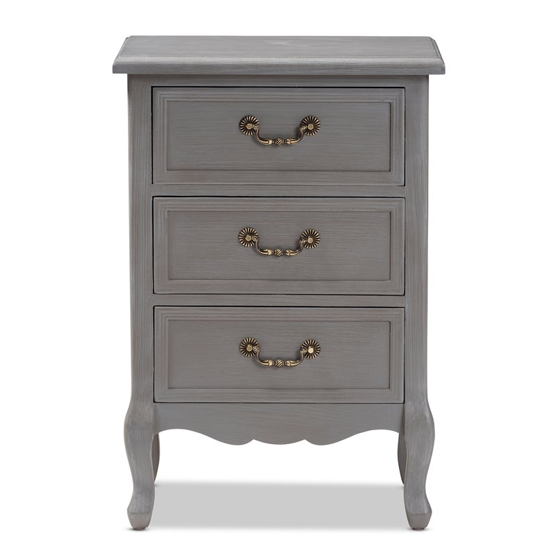 Baxton Studio Capucine Grey Finished Wood 3-Drawer End Table