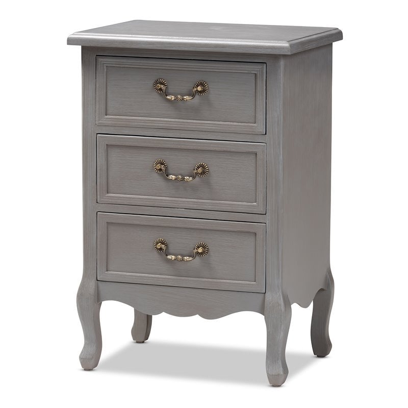 Baxton Studio Capucine Grey Finished Wood 3-Drawer End Table