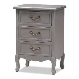 baxton studio capucine grey finished wood 3-drawer end table