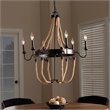 Baxton Studio Cassia Hemp and Dark Bronze Metal 6 Light Chandelier