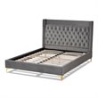 Baxton Studio Valery Tufted Velvet Fabric Platform Queen Bed in Dark Gray