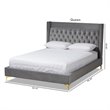 Baxton Studio Valery Tufted Velvet Fabric Platform Queen Bed in Dark Gray