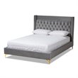 Baxton Studio Valery Tufted Velvet Fabric Platform Queen Bed in Dark Gray