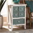 Baxton Studio Angeline Farmhouse 5-Drawer Wood End Table in White and Teal