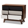 Baxton Studio Svante Mid-Century 6-Drawer Wood Chest in Brown and Multi