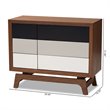 Baxton Studio Svante Mid-Century 6-Drawer Wood Chest in Brown and Multi