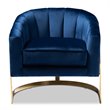 Baxton Studio Tomasso Velvet Upholstered Gold Metal Finish Accent Chair in Blue