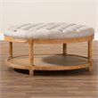 Baxton Studio Ambroise Tufted Linen Fabric and Washed Wood Coffee Table in Beige