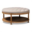Baxton Studio Ambroise Tufted Linen Fabric and Washed Wood Coffee Table in Beige