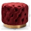 Baxton Studio Valeria Modern Tufted Velvet Ottoman in Red and Gold