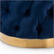 Baxton Studio Valeria Modern Tufted Velvet Ottoman in Navy Blue and Gold