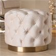 Baxton Studio Valeria Modern Tufted Velvet Ottoman in Light Beige and Gold