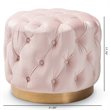 Baxton Studio Valeria Modern Tufted Velvet Ottoman in Light Pink and Gold