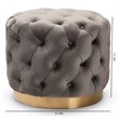 Baxton Studio Valeria Modern Tufted Velvet Ottoman in Gray and Gold