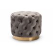 Baxton Studio Valeria Modern Tufted Velvet Ottoman in Gray and Gold