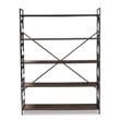 Baxton Studio Mirna Black Iron Metal and Oak Wood 5-Shelf Bookcase