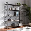 Baxton Studio Mirna Black Iron Metal and Oak Wood 5-Shelf Bookcase