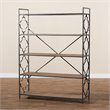 Baxton Studio Mirna Black Iron Metal and Oak Wood 5-Shelf Bookcase