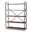 Baxton Studio Mirna Black Iron Metal and Oak Wood 5-Shelf Bookcase