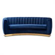Baxton Studio Milena Upholstered Velvet and Wood Sofa in Royal Blue and Gold