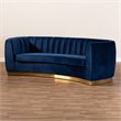 Baxton Studio Milena Upholstered Velvet and Wood Sofa in Royal Blue and Gold