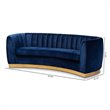 Baxton Studio Milena Upholstered Velvet and Wood Sofa in Royal Blue and Gold