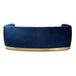 Baxton Studio Milena Upholstered Velvet and Wood Sofa in Royal Blue and Gold