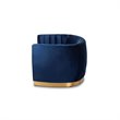 Baxton Studio Milena Upholstered Velvet and Wood Sofa in Royal Blue and Gold