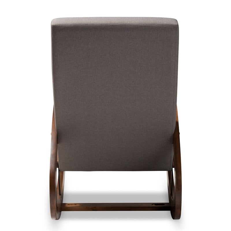 Baxton Studio Kaira Fabric and Wood Rocking Chair in Gray and Walnut Brown
