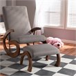 Baxton Studio Kaira Fabric and Wood Rocking Chair with Ottoman in Gray