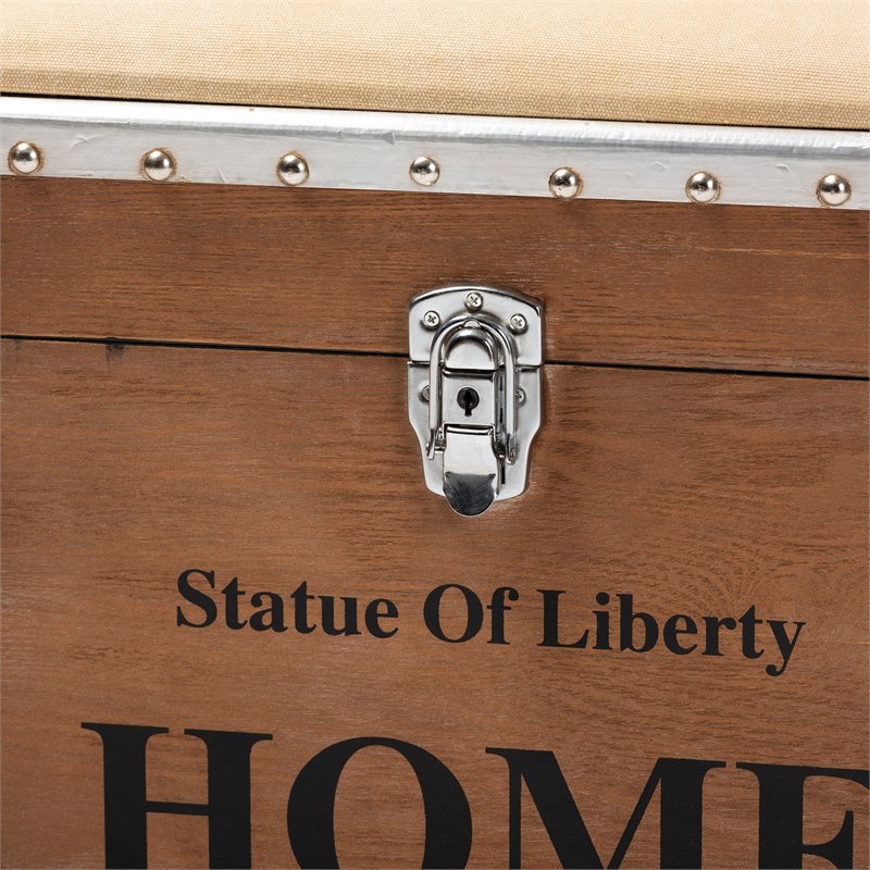 Baxton Studio Violetta Fabric and Wood Ottoman with Storage in Beige