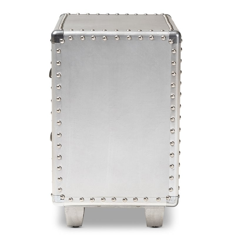Baxton Studio Davet Silver Metal 2-Drawer End Table